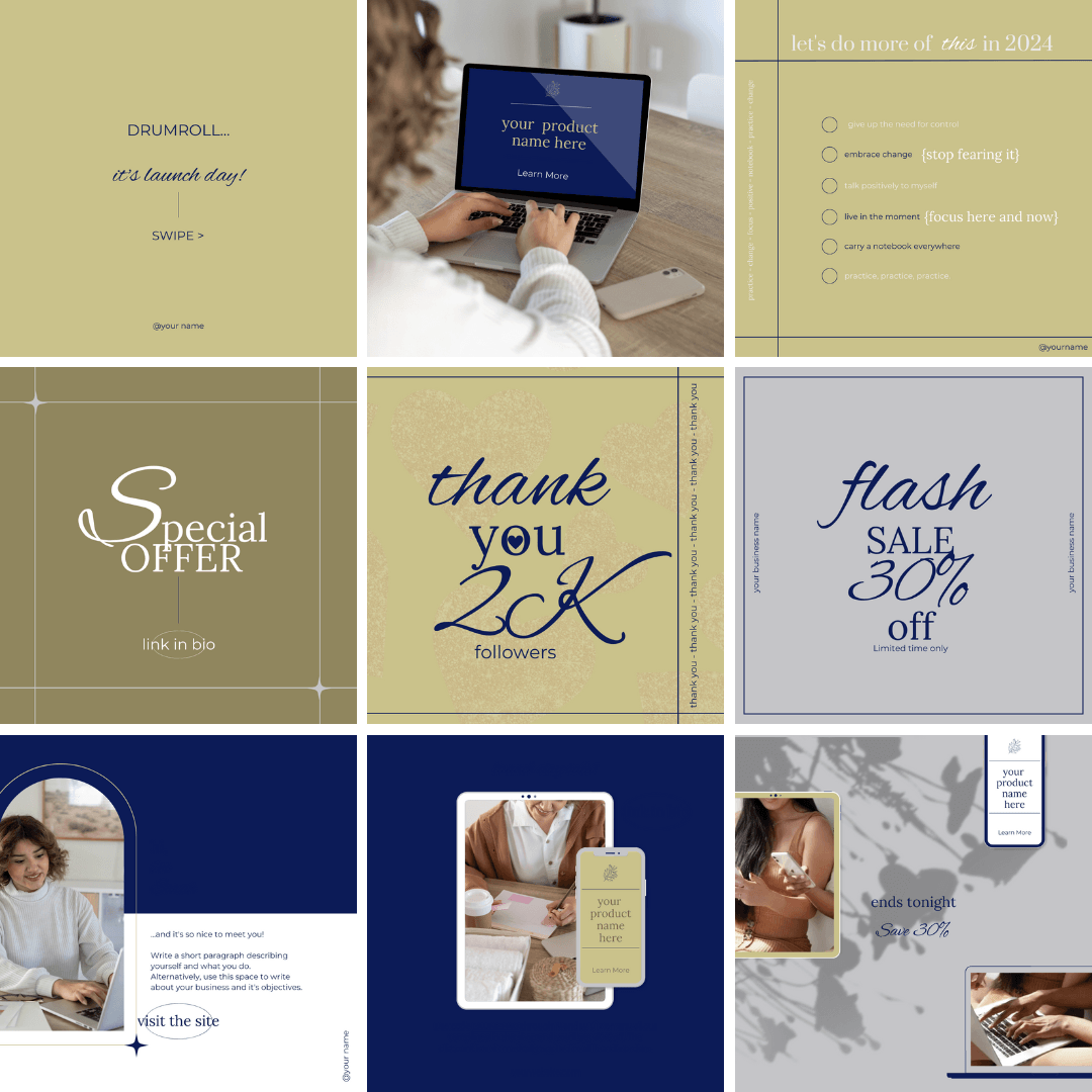 30+ Classy Instagram Templates | Editable Canva Posts for Elegant Social Media Branding - The Simple Marketing Shop