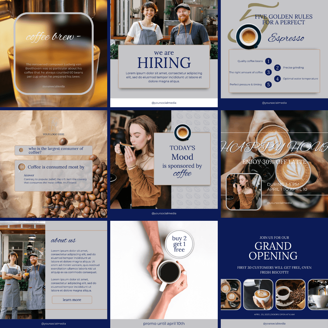 50 Coffee Shop Canva Templates | Editable Social Media Posts - The Simple Marketing Shop