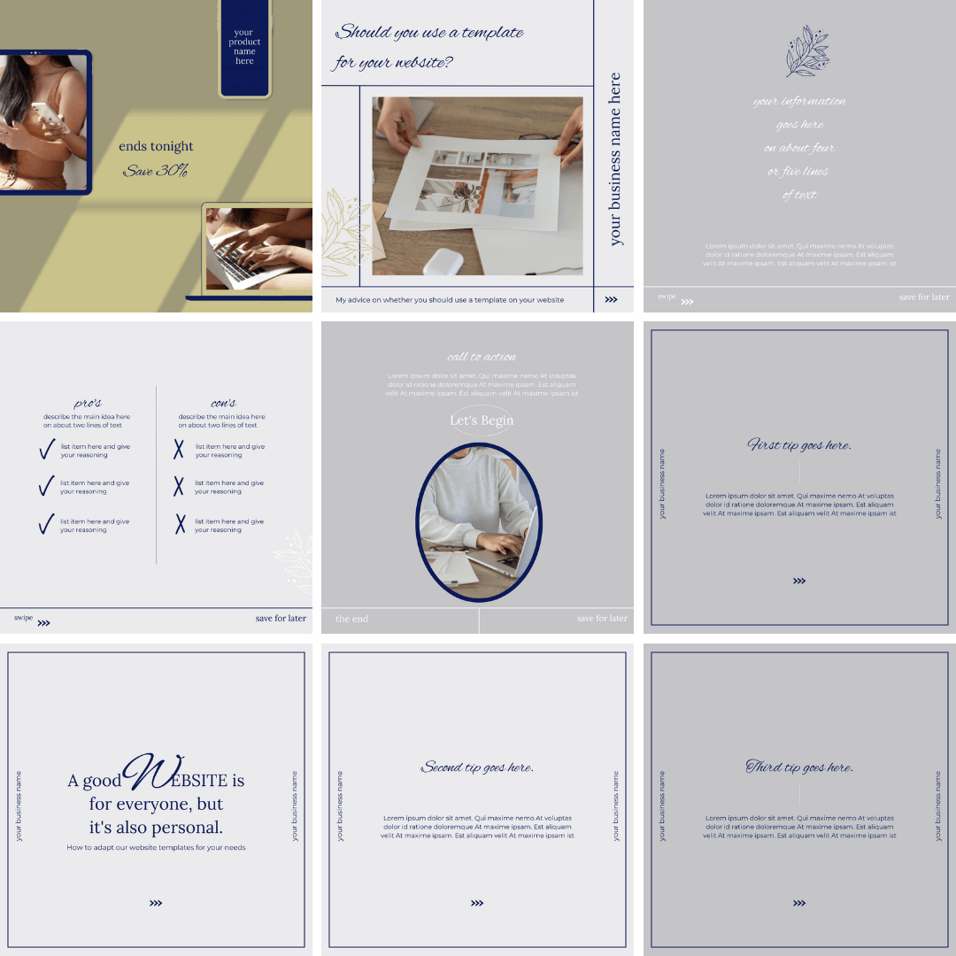 30+ Classy Instagram Templates | Editable Canva Posts for Elegant Social Media Branding - The Simple Marketing Shop