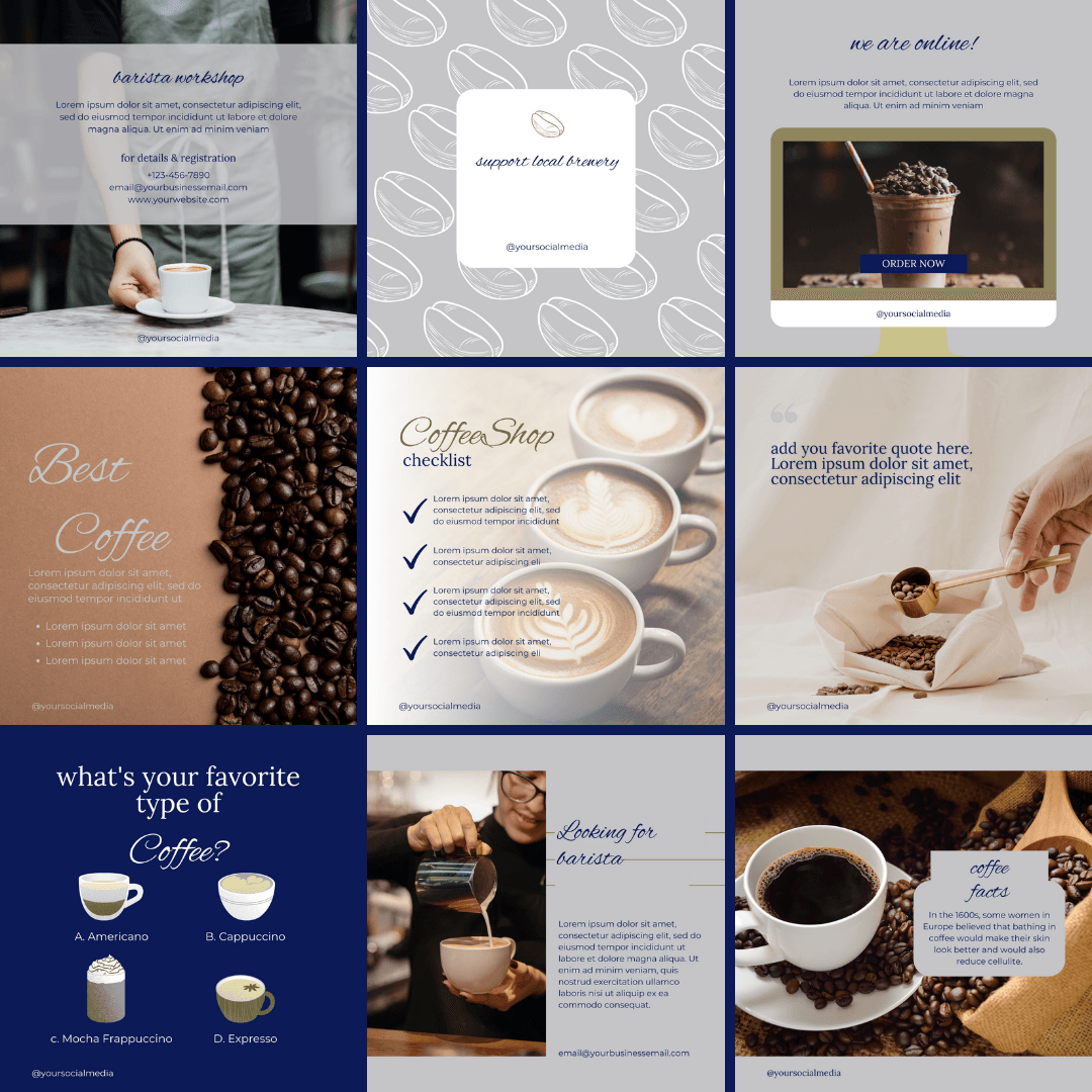 50 Coffee Shop Canva Templates | Editable Social Media Posts - The Simple Marketing Shop