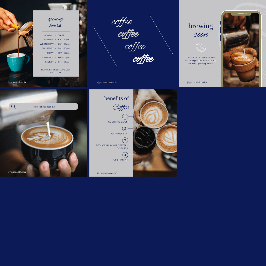 50 Coffee Shop Canva Templates | Editable Social Media Posts - The Simple Marketing Shop
