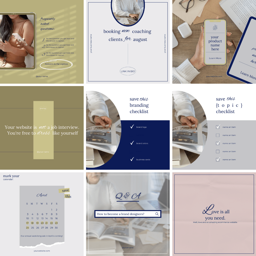 30+ Classy Instagram Templates | Editable Canva Posts for Elegant Social Media Branding - The Simple Marketing Shop