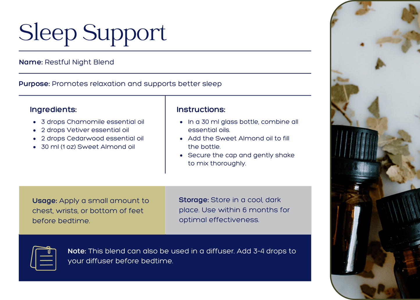 Essential Oils Blends Printable - The Simple Marketing Shop