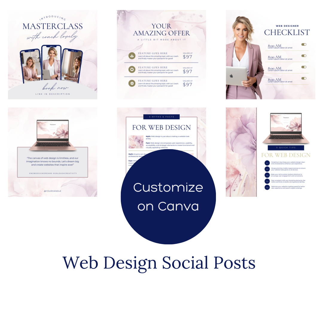 30 Web Design Social Media Templates | Editable Canva Posts