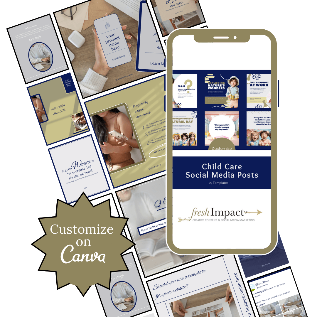 25 Child Care Social Media Templates | Editable Canva Templates for Daycare & Preschool Marketing - The Simple Marketing Shop