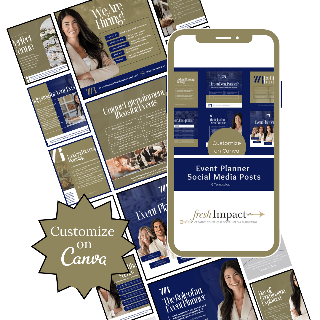 Event Planner Social Media Templates | 30 Editable Canva Posts - The Simple Marketing Shop