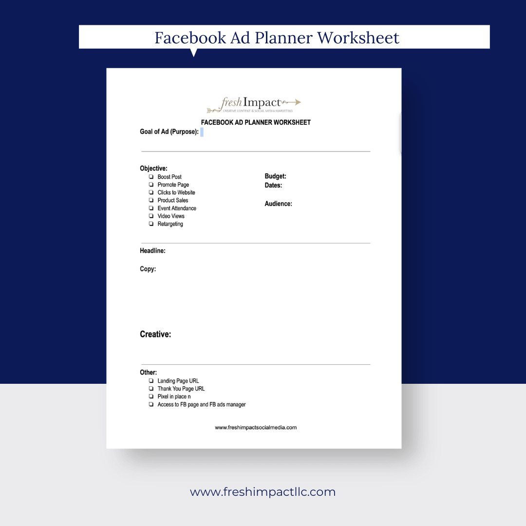 Facebook Ads Planner Worksheet – Digital Campaign Planning Template - The Simple Marketing Shop