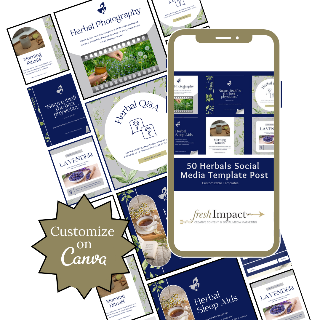 50 Herbal Social Media Templates – Editable Canva Posts for Herbalists & Wellness Brand - The Simple Marketing Shop