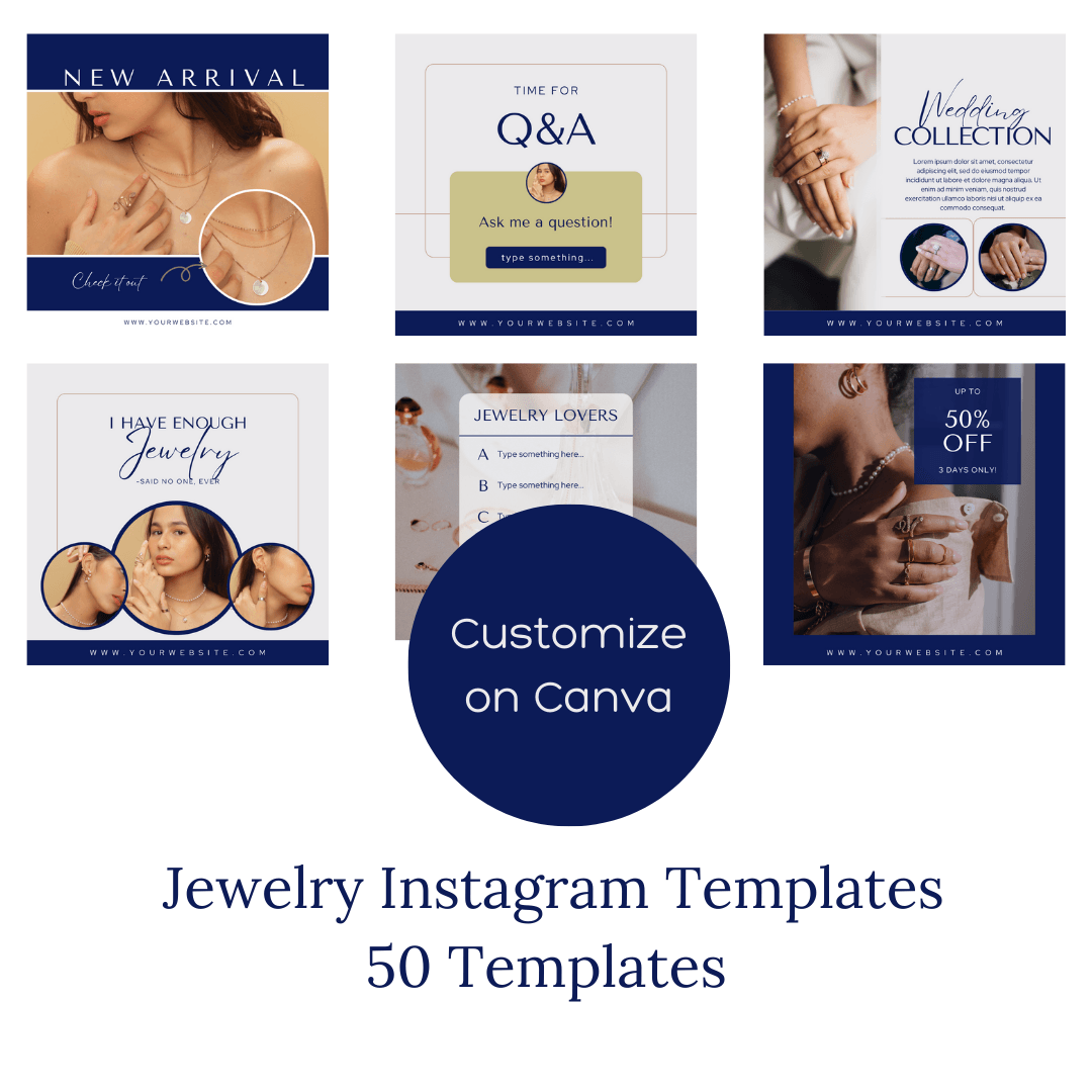 Jewelry Business Social Media Templates | 50 Canva Posts - The Simple Marketing Shop