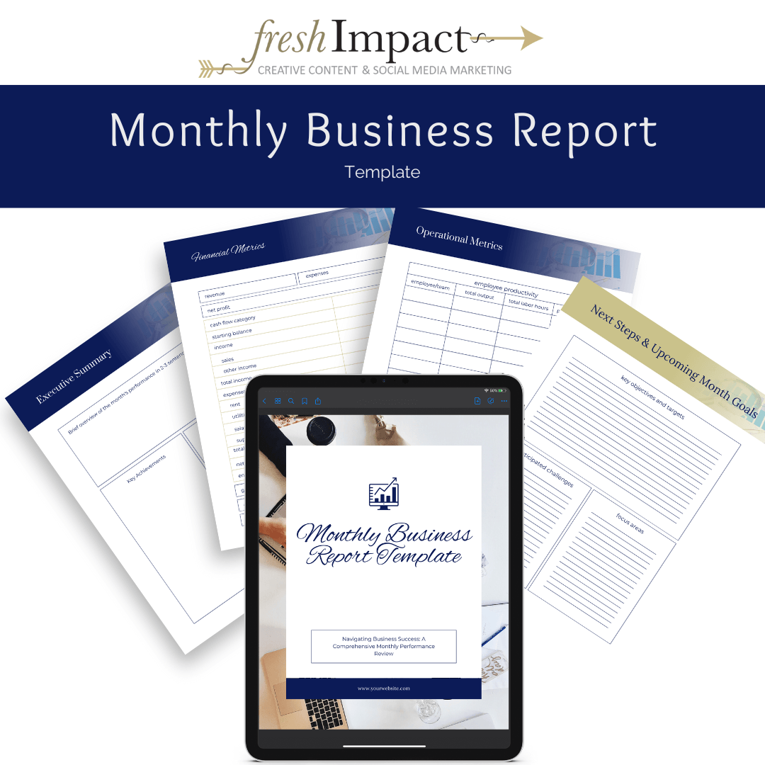 Monthly Business Report Template | Track Goals & Growth (13 Pages) - The Simple Marketing Shop