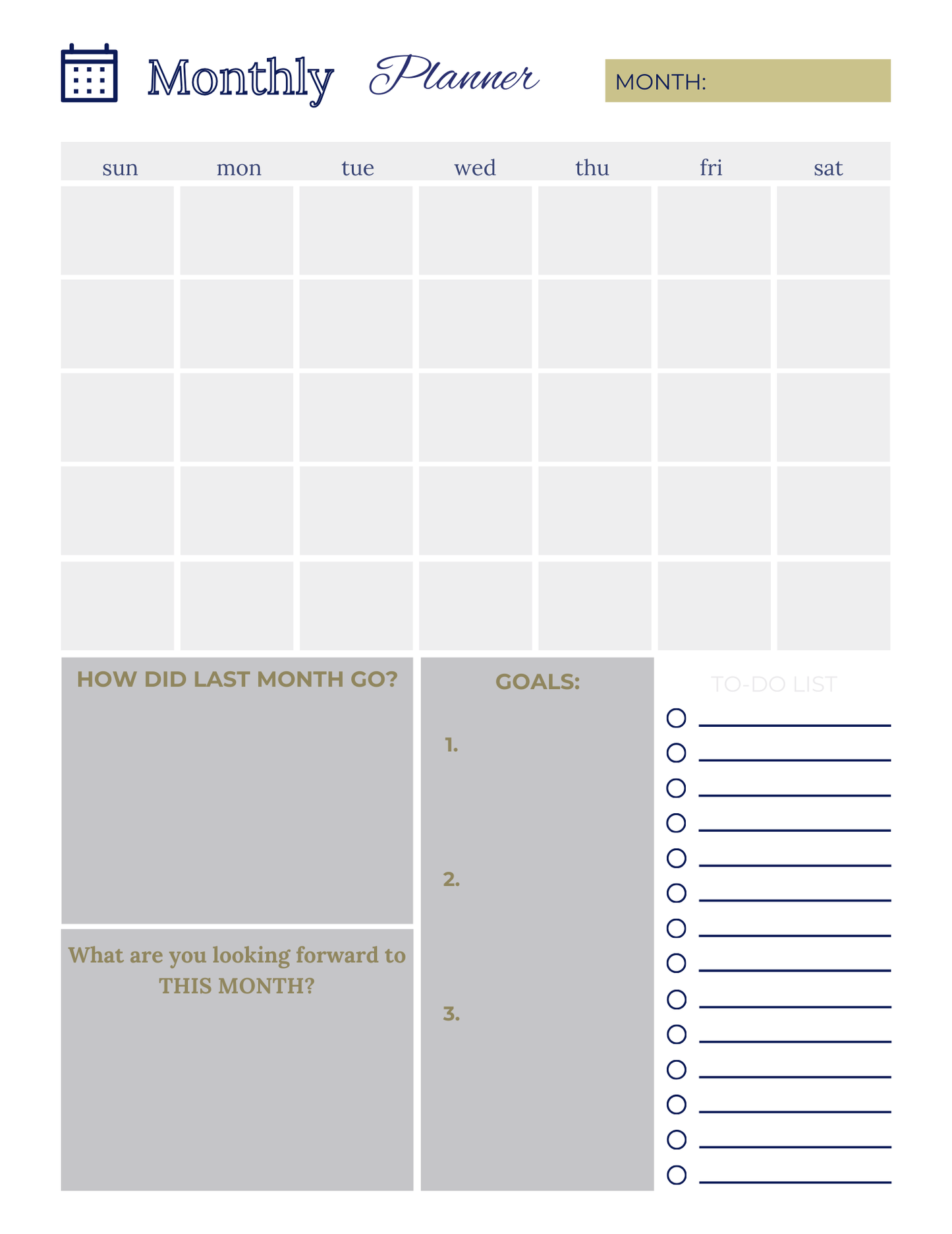 General Planner Sheets