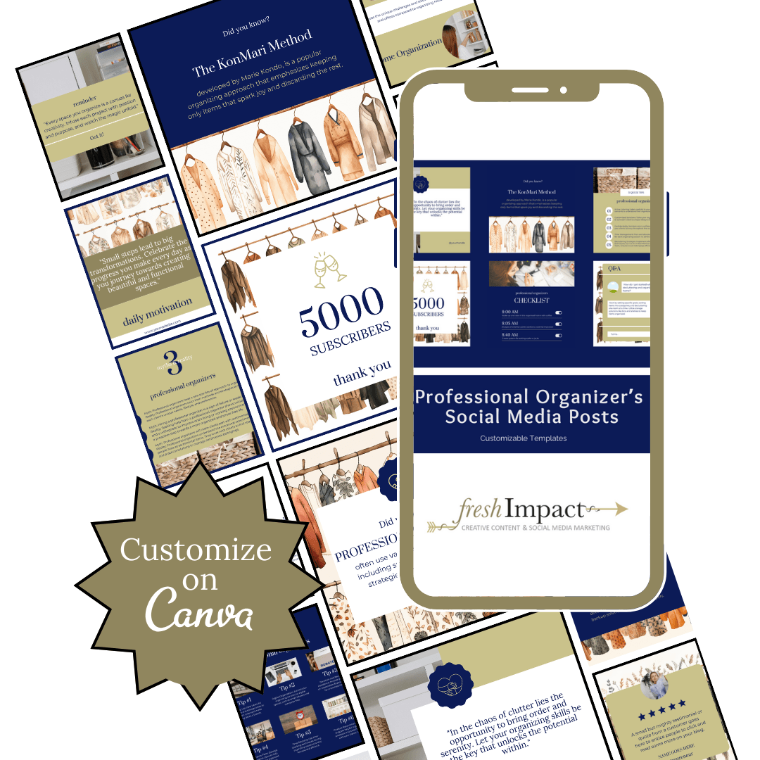 30 Organizer Social Media Templates | Editable Canva Templates for Professional Organizers - The Simple Marketing Shop