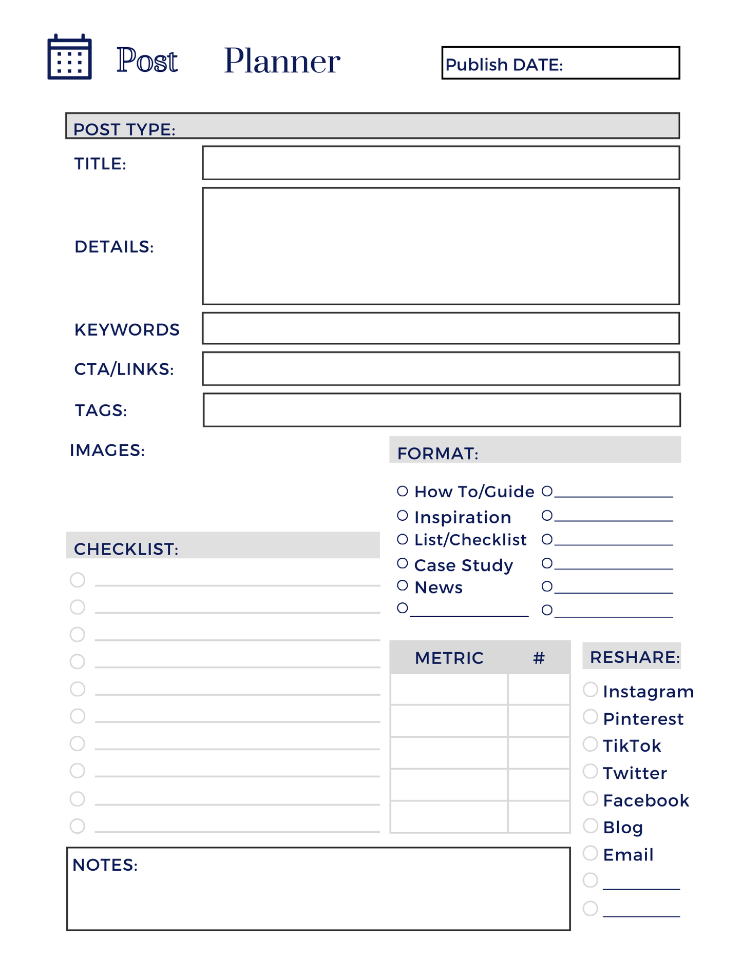 Social Media Planner (3 sheets)