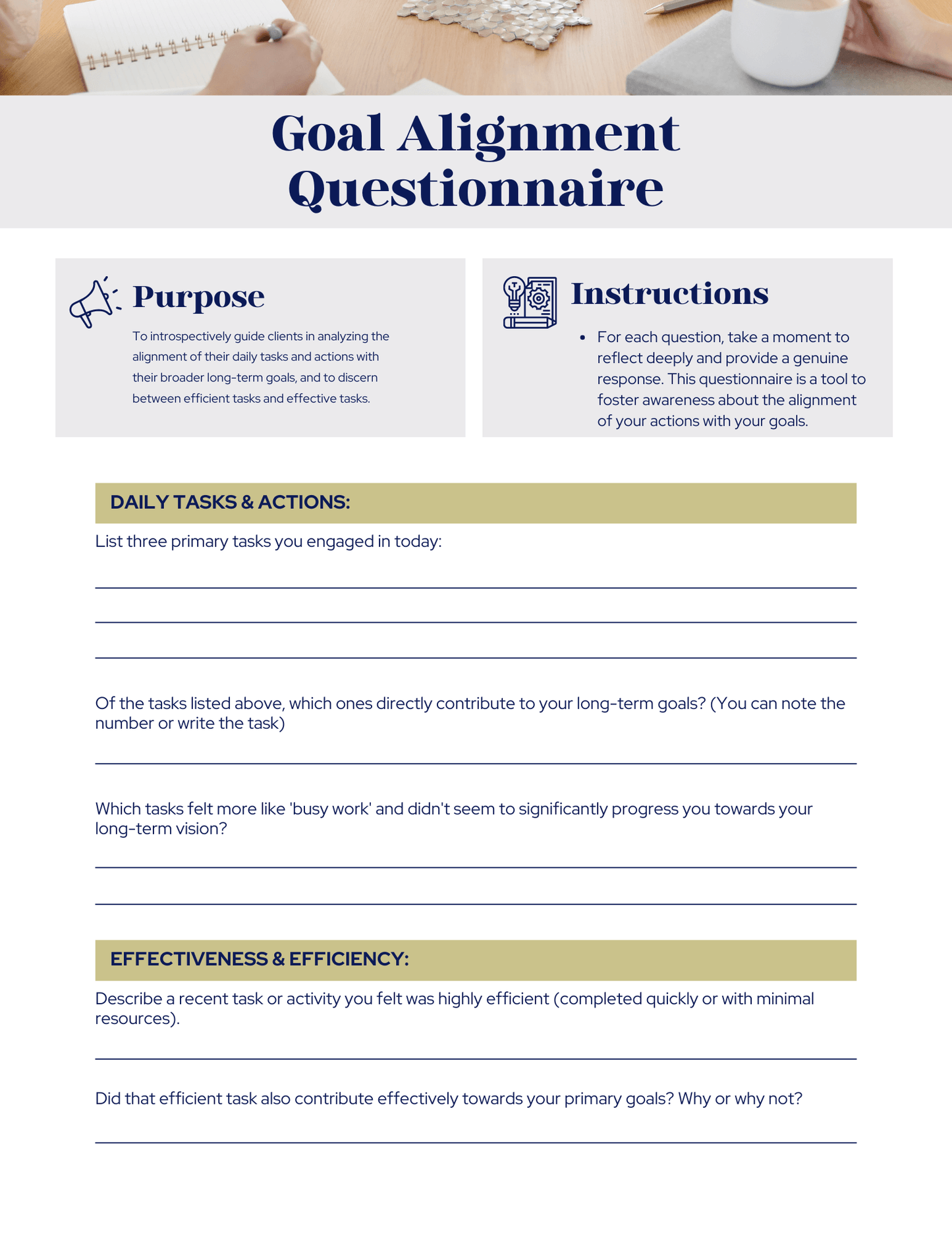 Productivity Compass & Goal Alignment Worksheet | PDF Download - The Simple Marketing Shop