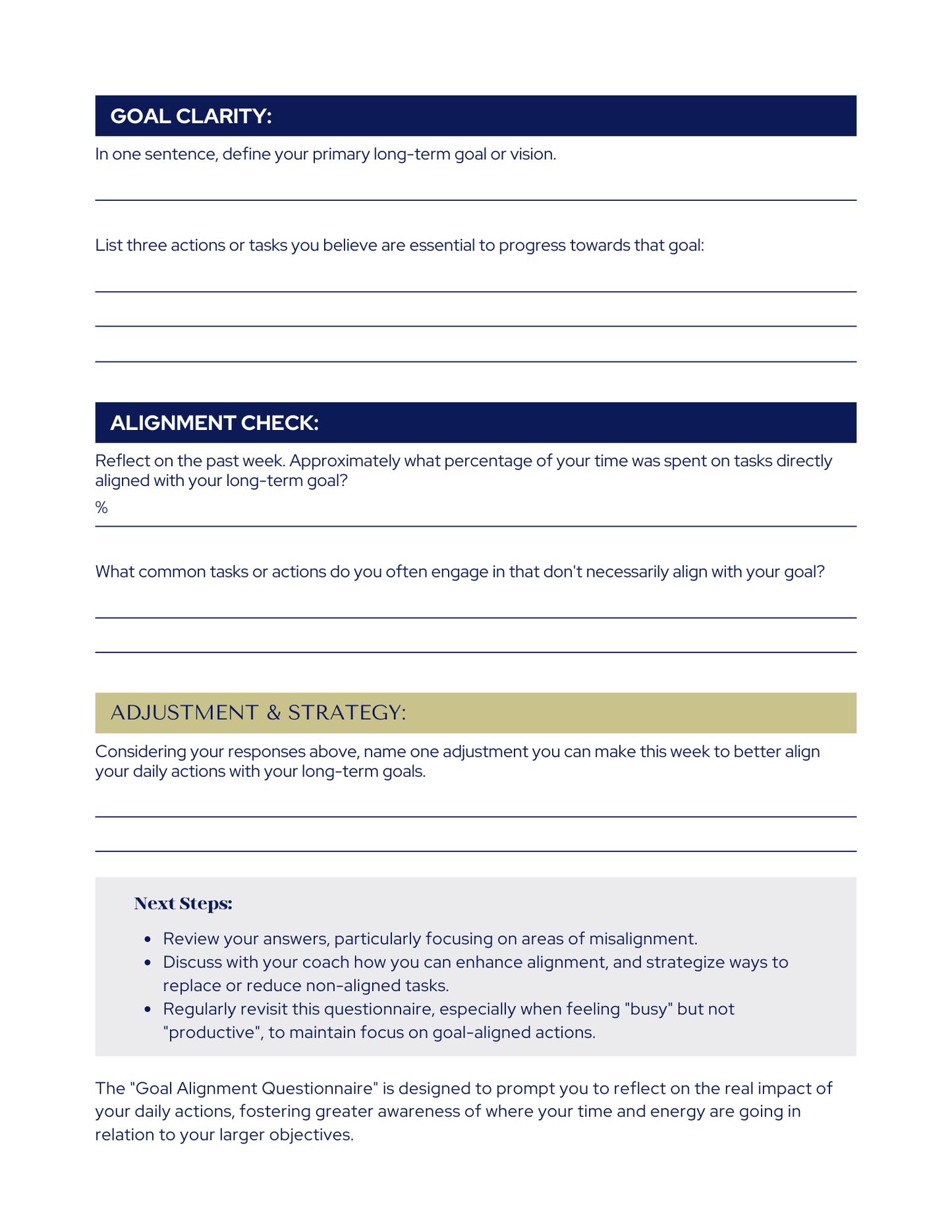 Productivity Compass & Goal Alignment Worksheet | PDF Download - The Simple Marketing Shop