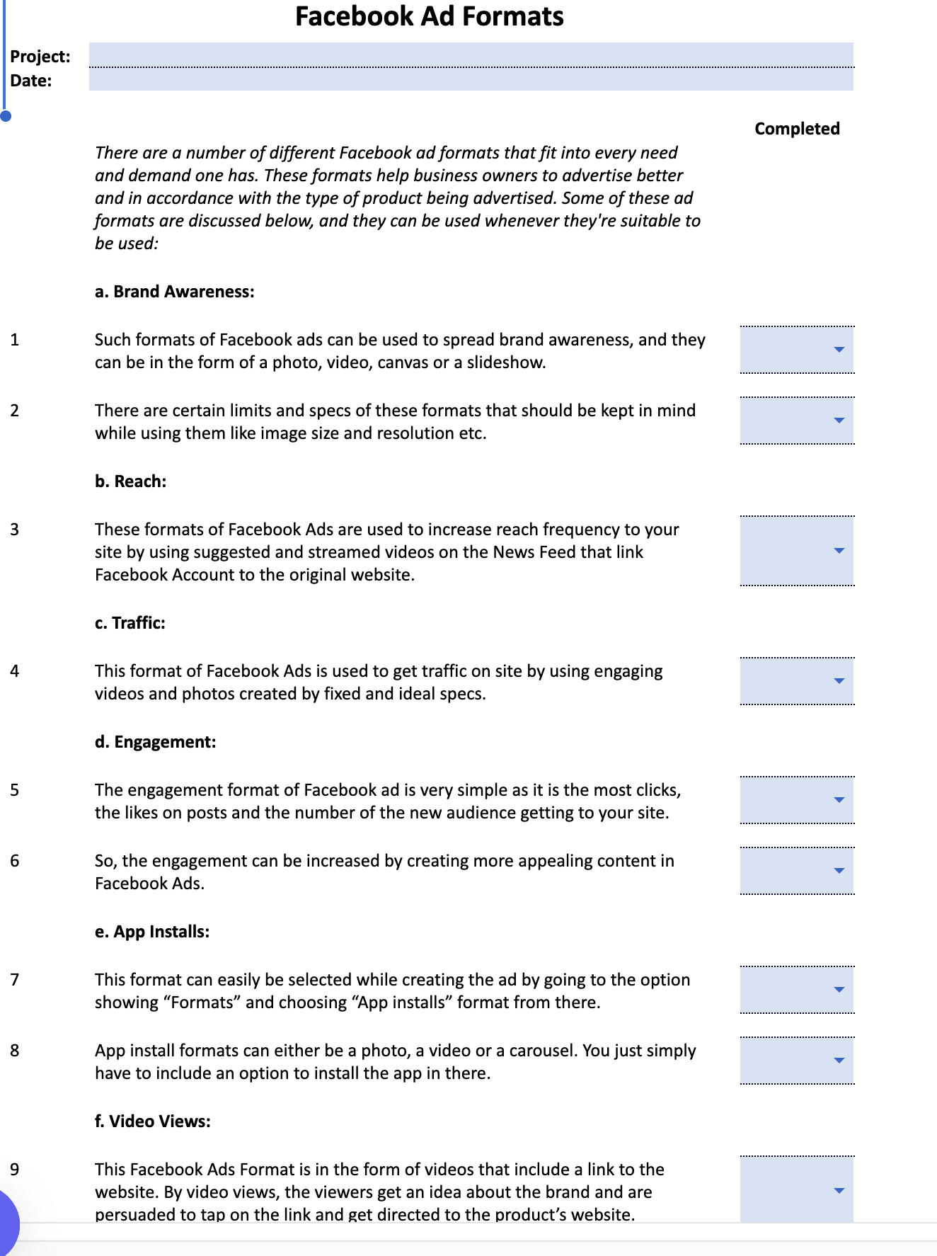 Facebook Ads Checklists | 13-Step Campaign Planner (Google Sheets) - The Simple Marketing Shop