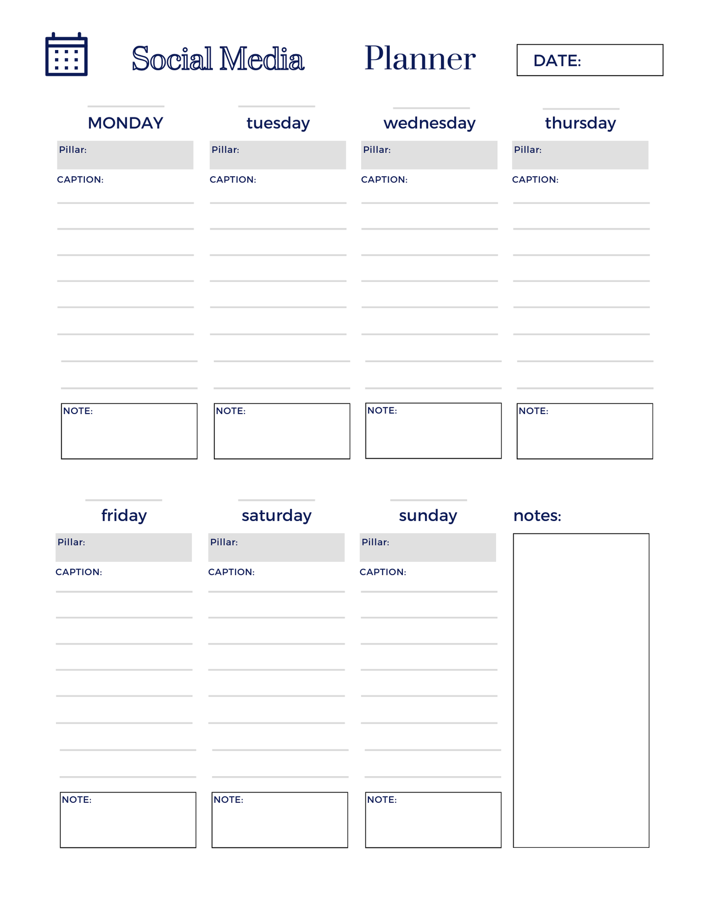 Social Media Planner (3 sheets)