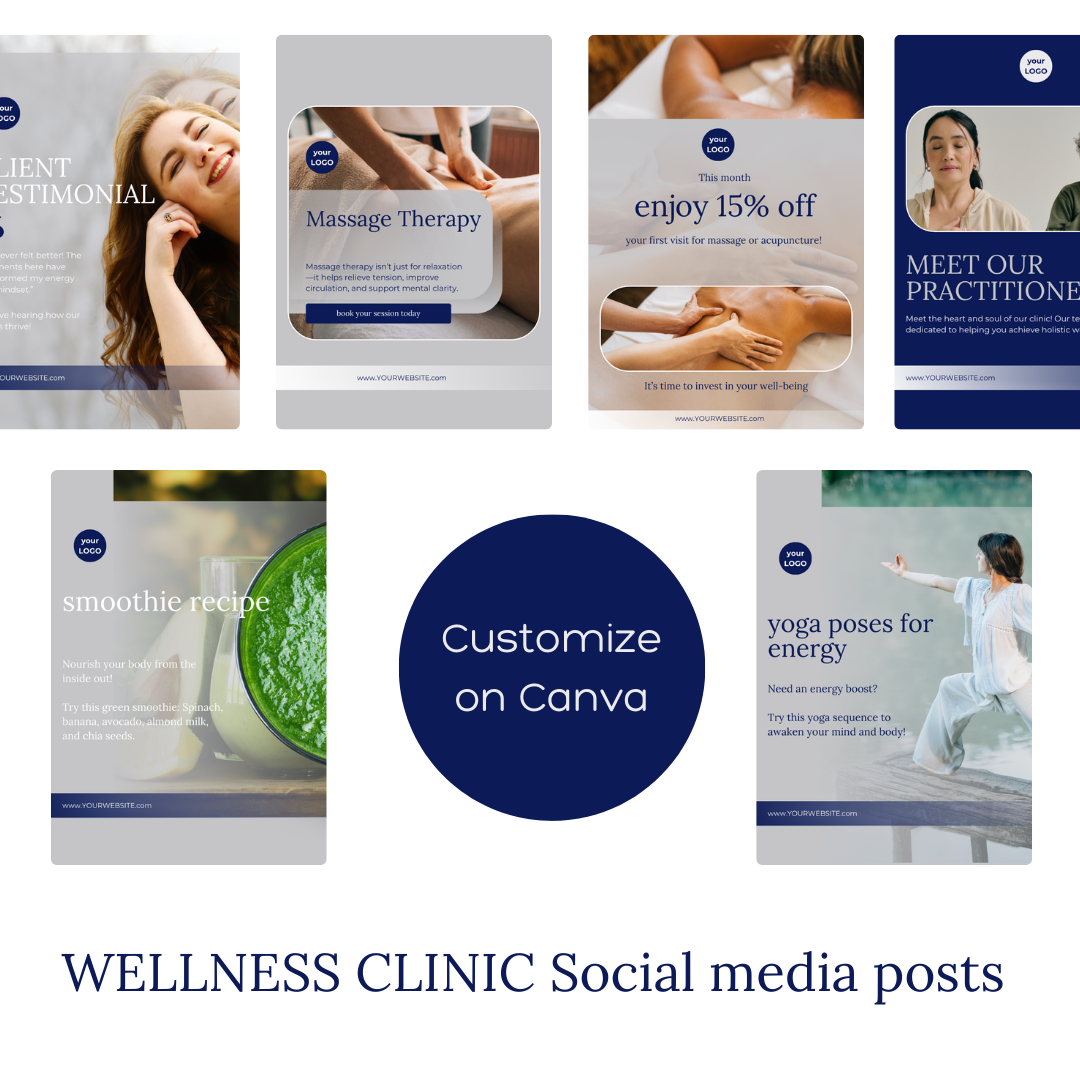 20 Wellness Clinic Social Media Post Templates – Canva Graphics for Health & Wellness Brands - The Simple Marketing Shop