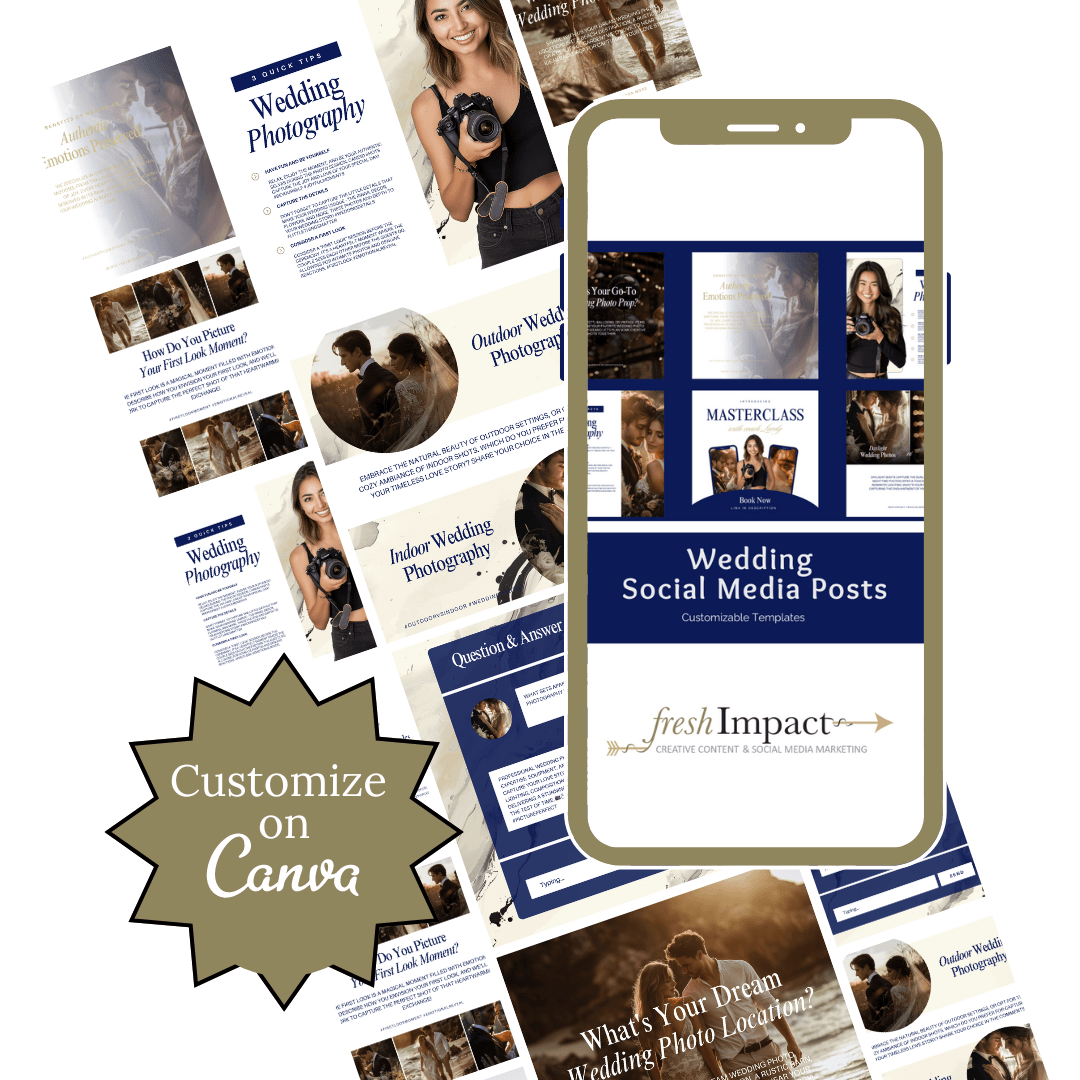 Wedding Photography Social Media Templates | 30 Canva Posts - The Simple Marketing Shop