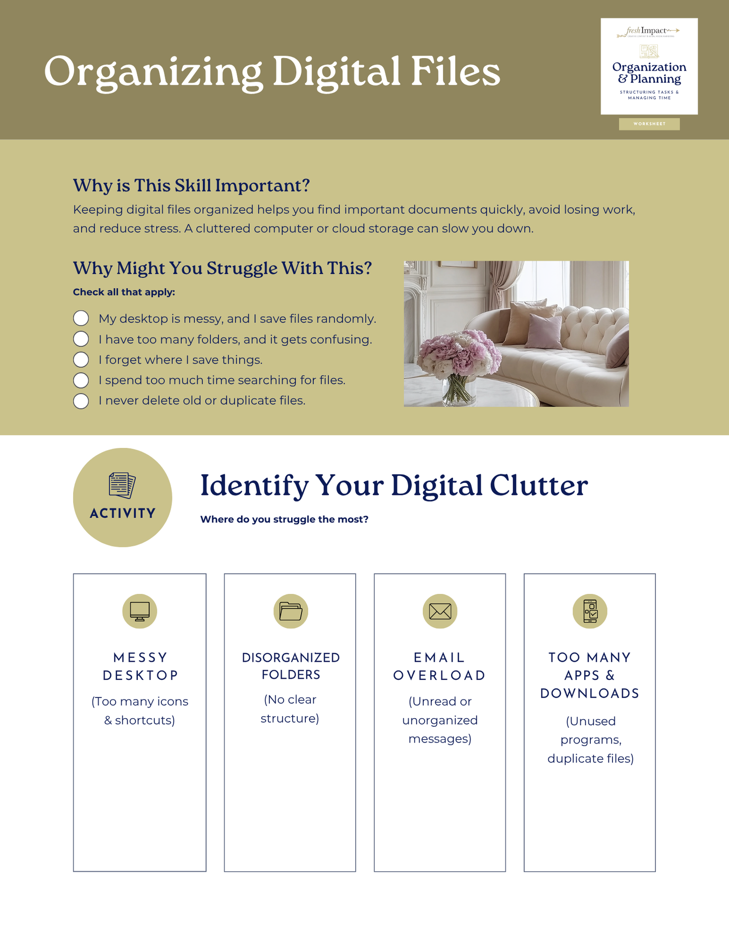 Organizing Digital Files Worksheet – Declutter Your Desktop & Boost Productivity