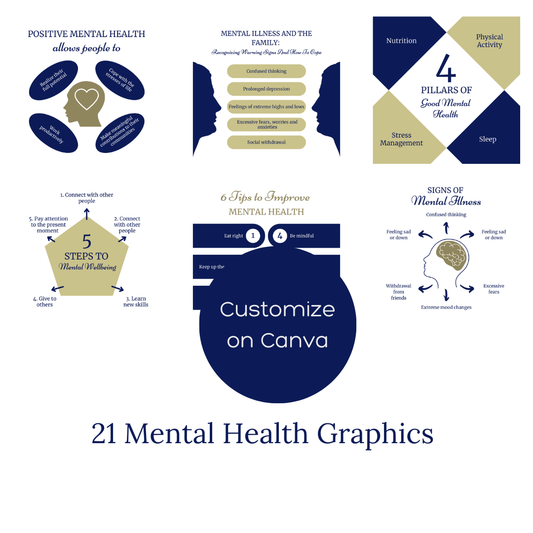 21 Mental Health Canva Templates – Educational Instagram Post Graphics