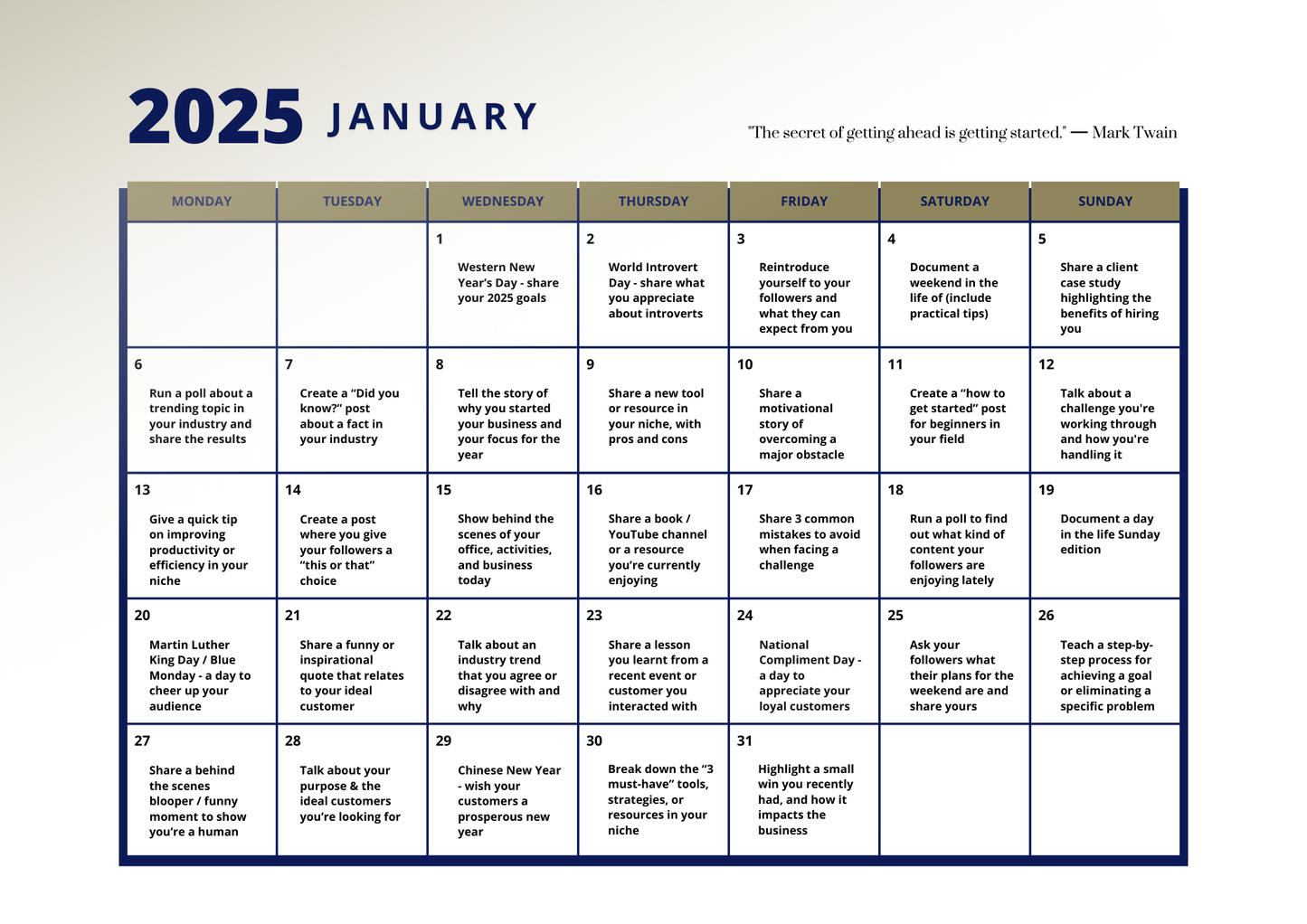 2025 Social Media Calendar: 365 Days of Content Ideas