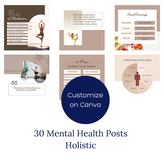 30 Holistic Mental Health Canva Templates – Instagram Post Graphics