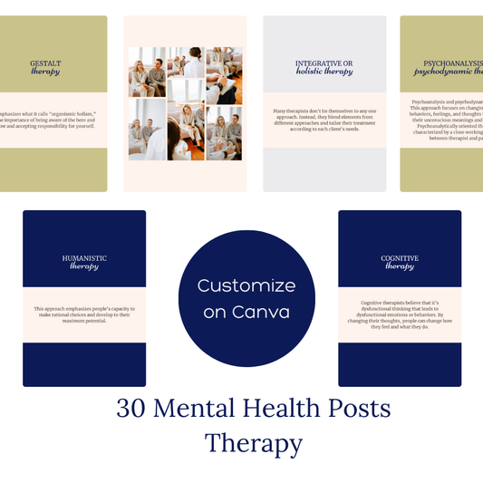 30 Therapy Canva Templates – Mental Health Instagram Post Graphics