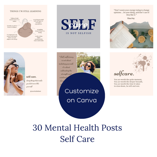 30 Self-Care Mental Health Canva Templates – Instagram Post Graphics
