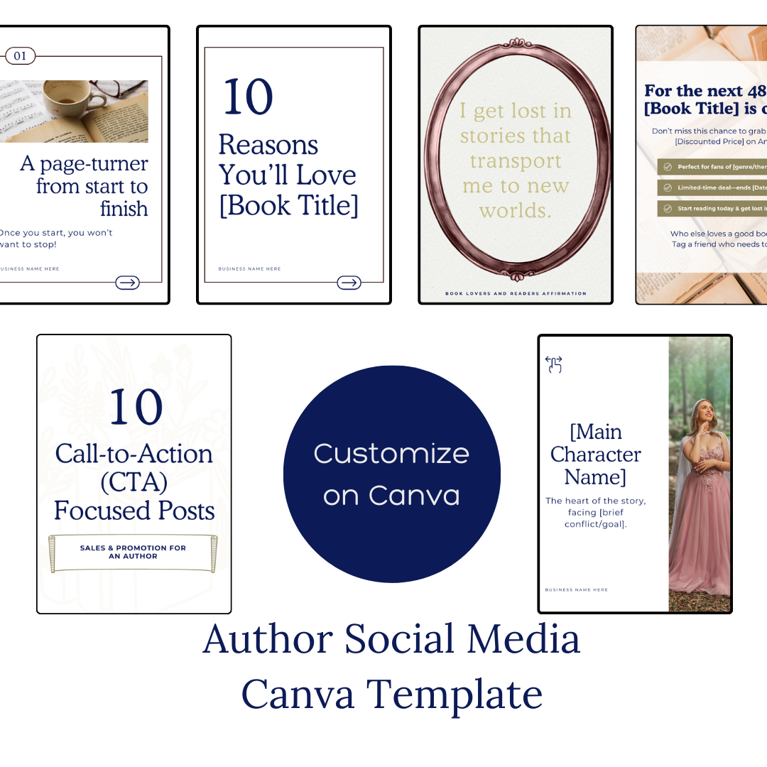 96 Author Social Media Templates | Editable Canva Posts for Writers