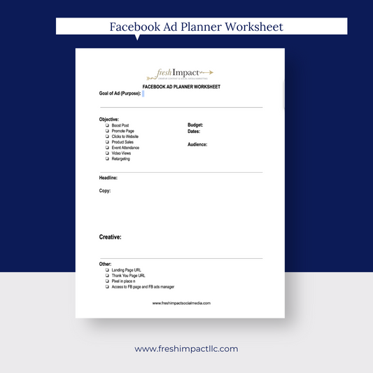 Facebook Ads Planner Worksheet