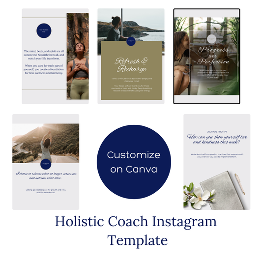 Holistic Coach Social Media Templates – 33 Editable Canva Posts for Wellness & Health Coaches