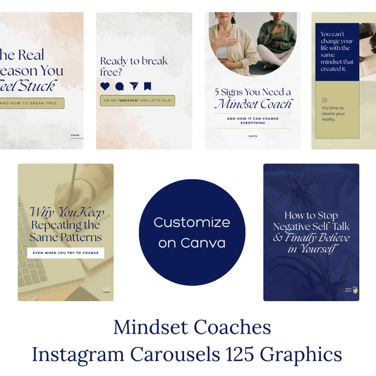 125 Instagram Carousel Templates for Mindset Coaches | Canva Graphics