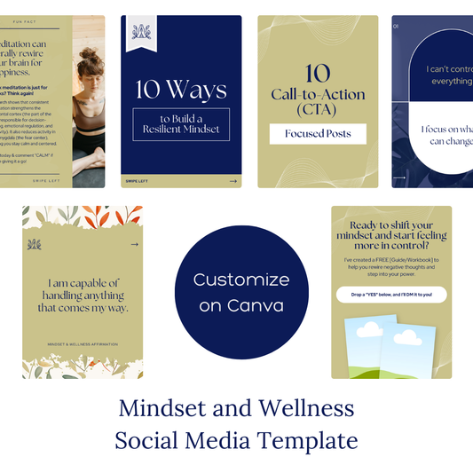 97 Mindset & Wellness Social Media Posts | Digital Download for Coaches