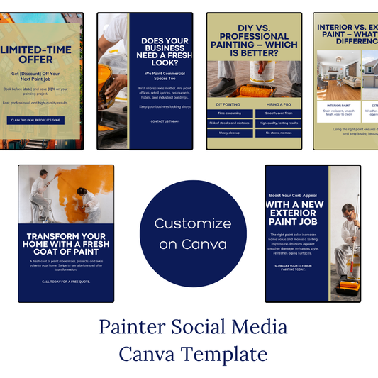30 Painter Social Media Templates – Editable Canva Posts for Painting Businesses