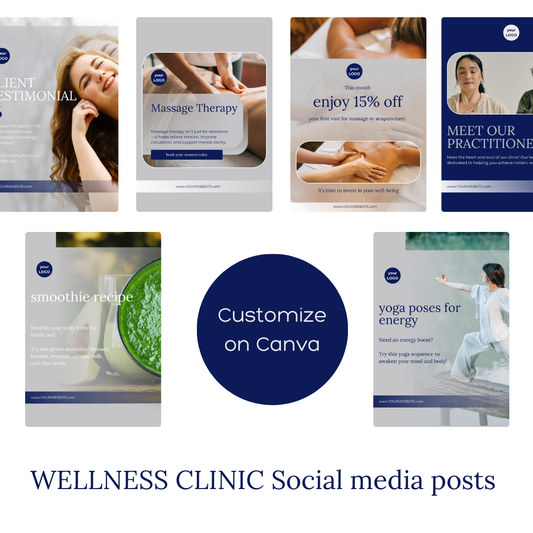 20 Wellness Clinic Social Media Post Templates – Canva Graphics for Health & Wellness Brands
